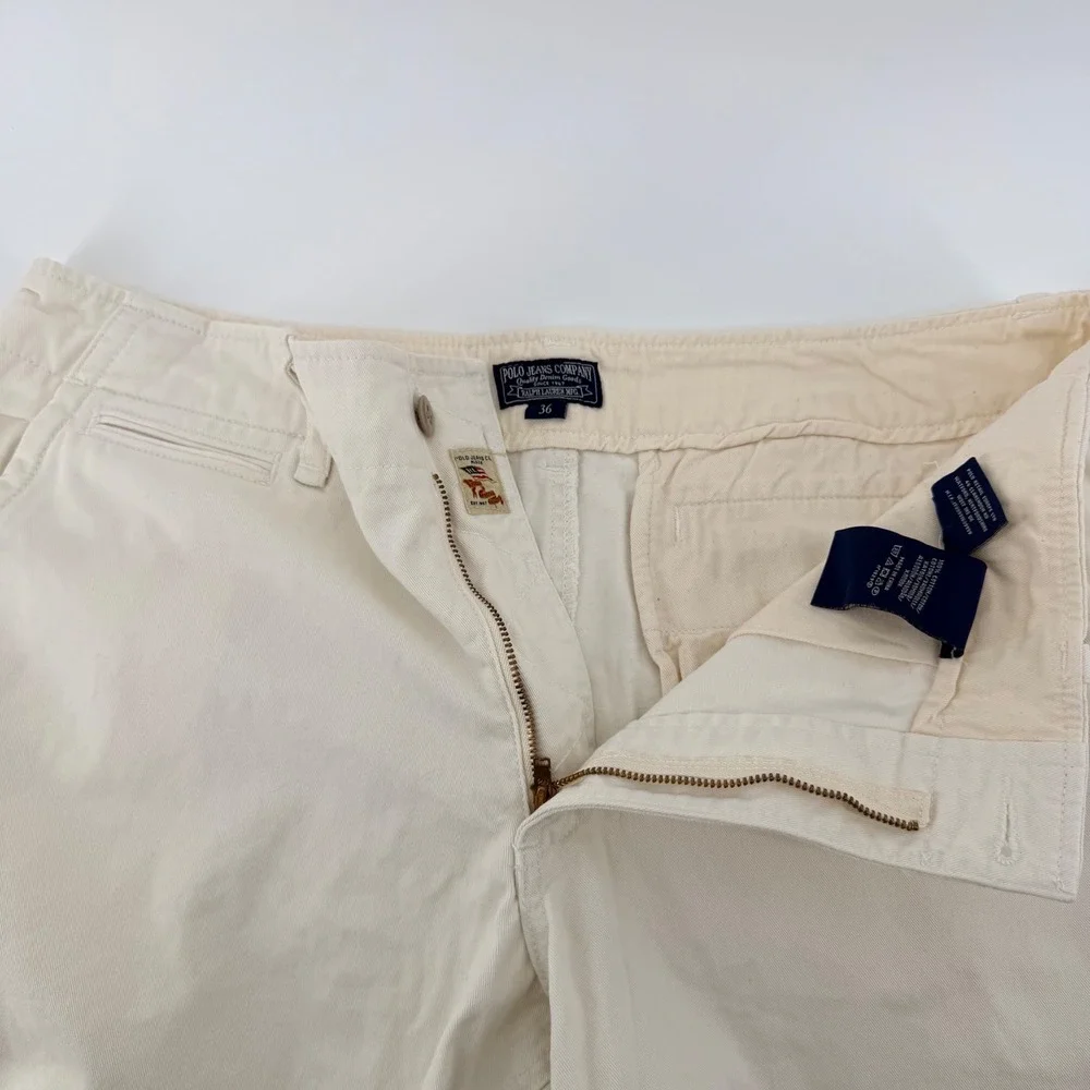 Polo Jeans Co Ralph Lauren Chino Shorts Cotton Twill Cream Off White 36 Mens